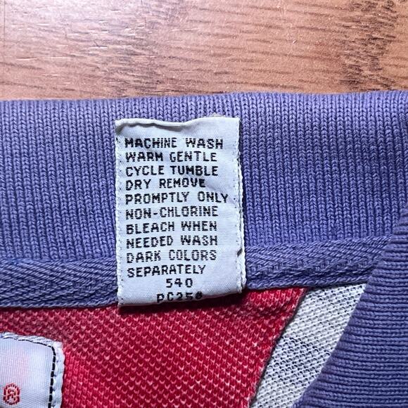 Vintage Rugby Polo Men’s L | 90s Red Blue Stripe Coastal Grandpa Retro Prep - Picture 6 of 8